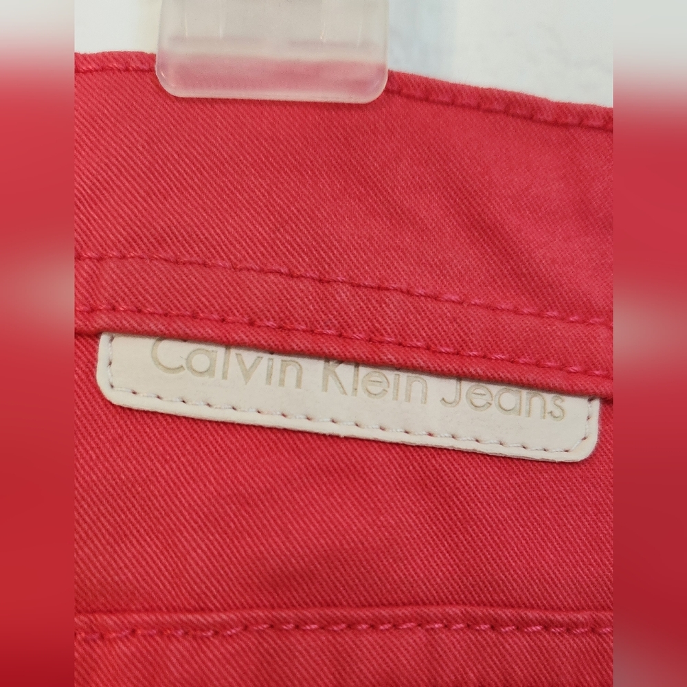 Calvin Klein Skinny Crop Orange/Red Color Jeans, Size 12 - Picture 5 of 8